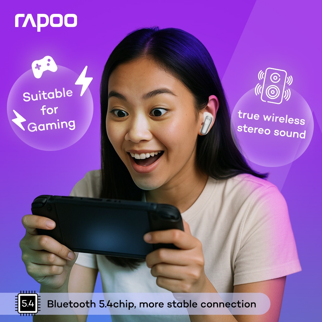 Jual Rapoo TWS T100 Headset Bluetooth Gold True Wireless Bluetooth 5.4 ...