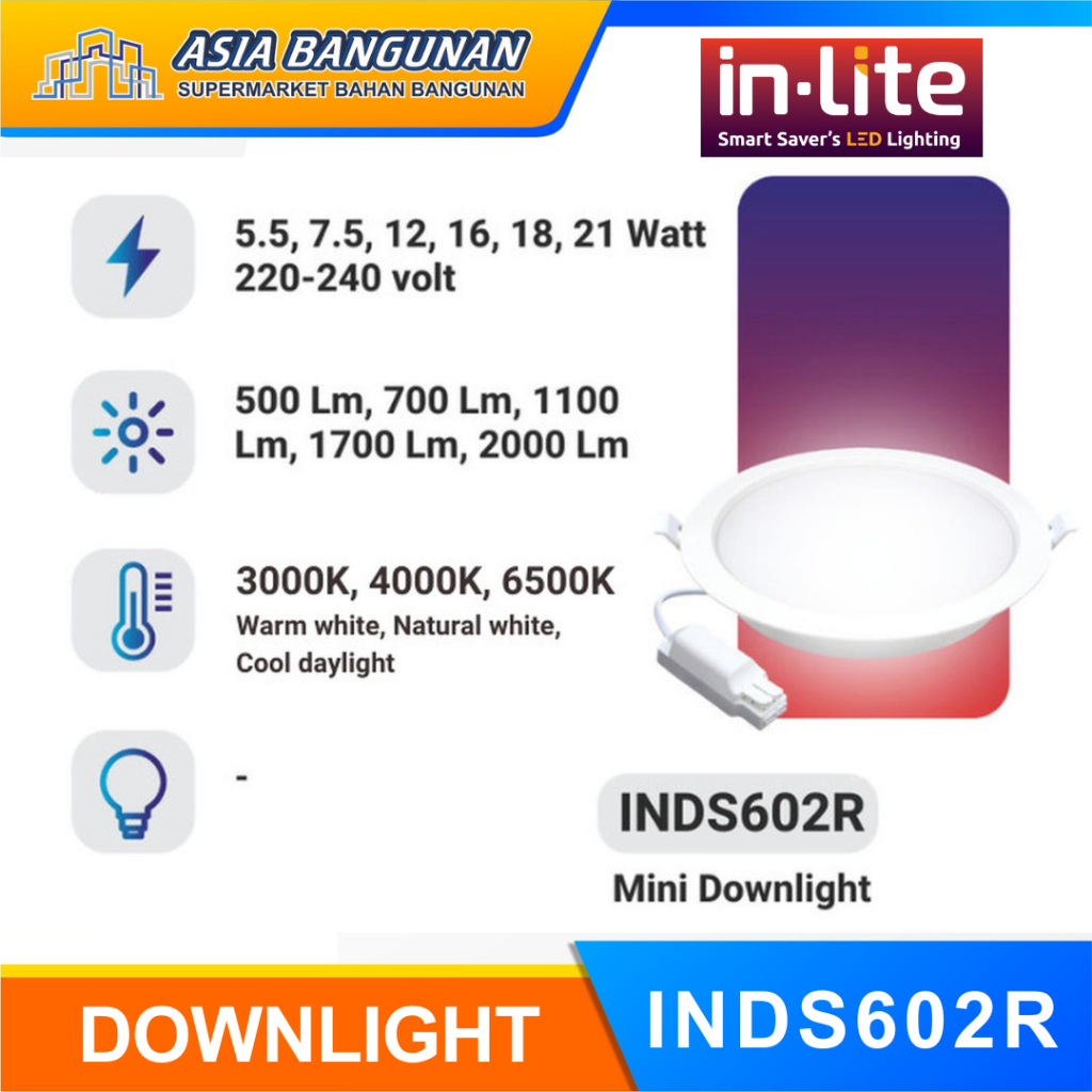 Jual Inlite Lampu Led Plafon Slim Downlight 5W 7W 12W 18W 21W | Shopee ...