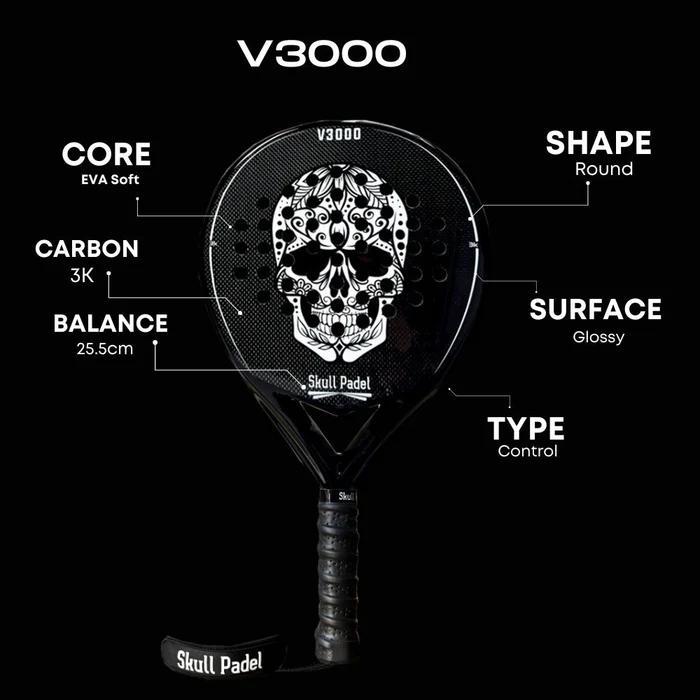 Jual Skull V3000 3K Black Padel Racket Raket Original | Shopee Indonesia