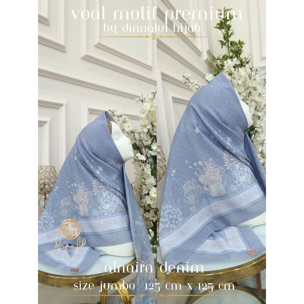 Hijab Segiempat Voal Motif SYAR'I WITH BOX By Dinnalulhijab