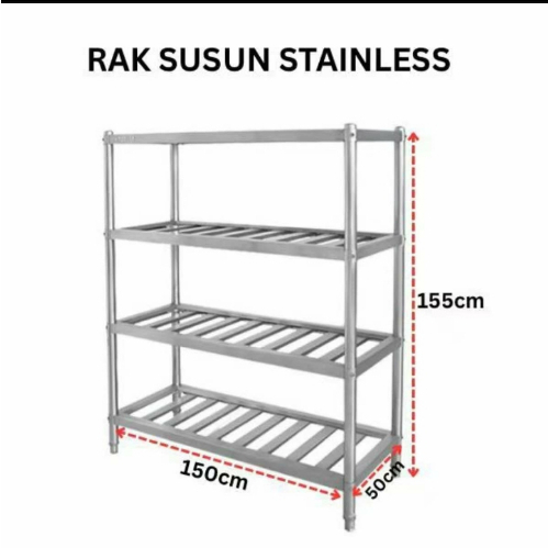 Jual Rak MBG 4 Susun Bolong Stainless/ Rak 4 Susus Peniris/Rak Susun ...