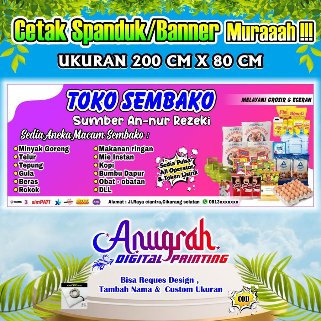 Jual Spanduk Banner Warung Sembako Ukuran 200 cm x 80 cm | Shopee Indonesia