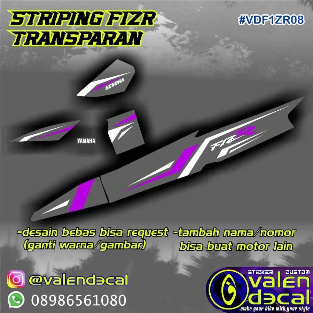 Jual Stiker Sticker Striping Transparan F1ZR FiZR bisa custom | Shopee ...
