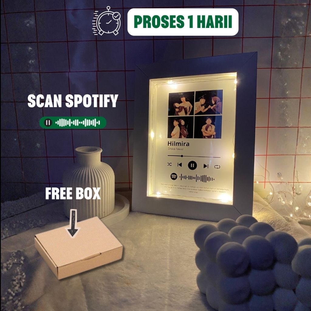 Jual gift spotify frame 3D ukuran 5R kado wisuda wedding anniversary ...