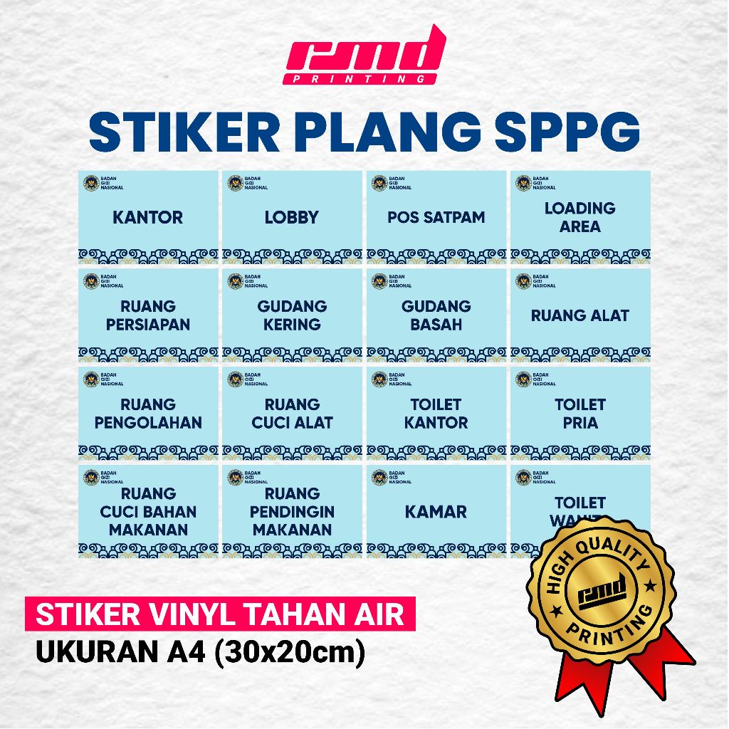 Jual STIKER PLANG SPPG ukuran A4 30x20 cm / STIKER BGN / STIKER DAPUR ...
