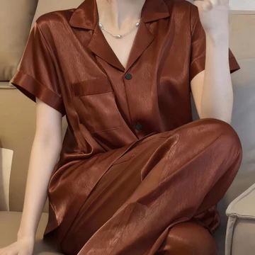2026 Baju Tidur Piyama Satin Jacquard Wanita Jacquard Prancis