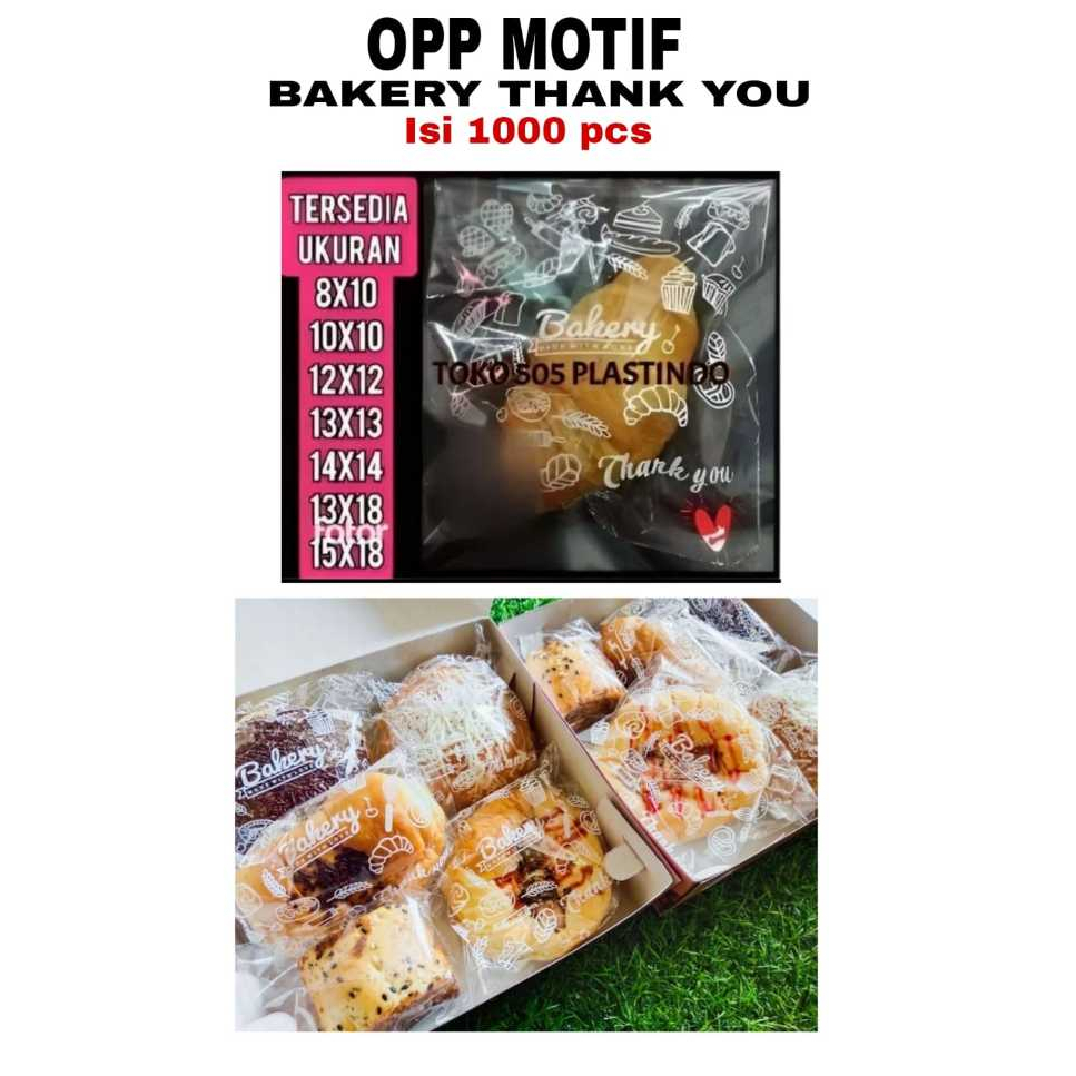 Jual PLASTIK OPP MOTIF BAKERY THANK YOU OPP ROTI 15X18 1000 LEMBAR ...