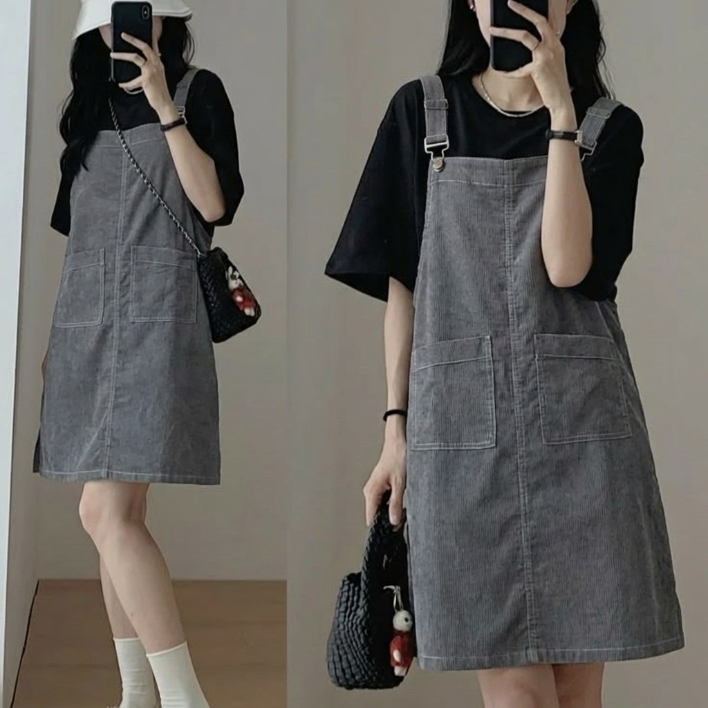 Jual OVERALL WANITA ROK 7/8 / Overall wanita simple & kekinian | Shopee ...