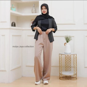 Losse Pants Trousers Celana Kerja Masa Kini Celana Wanita Kantor Kulot Populer Celana Higwist