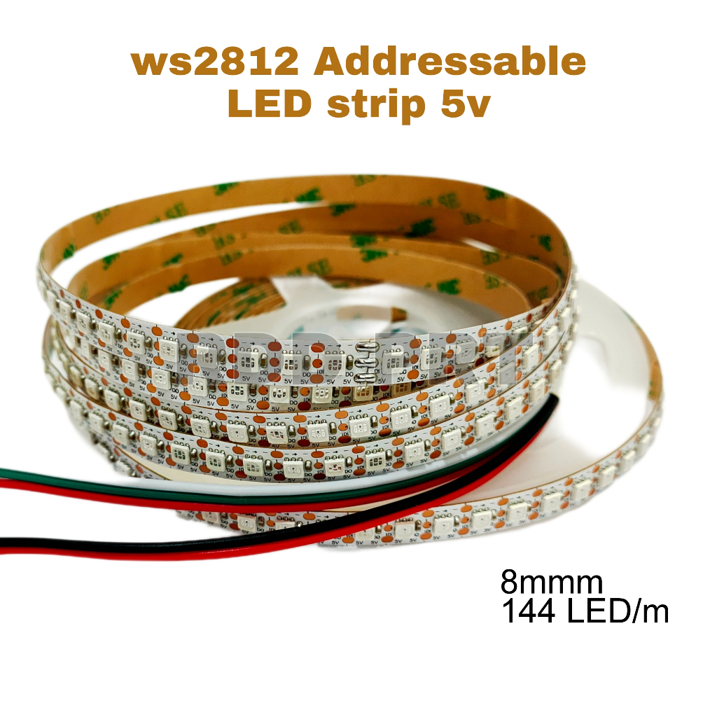 Jual Ws2812 8mm SMD 3535 144 LED / M 5v Addressable LED strip RGBIC ...