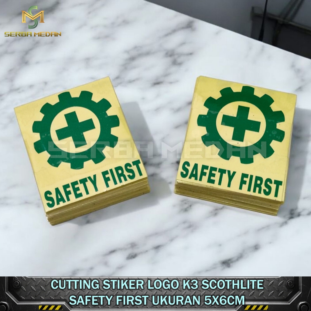 Jual Cutting Sticker Safety First Logo K3 6x5cm Sticker Helm Proyek ...