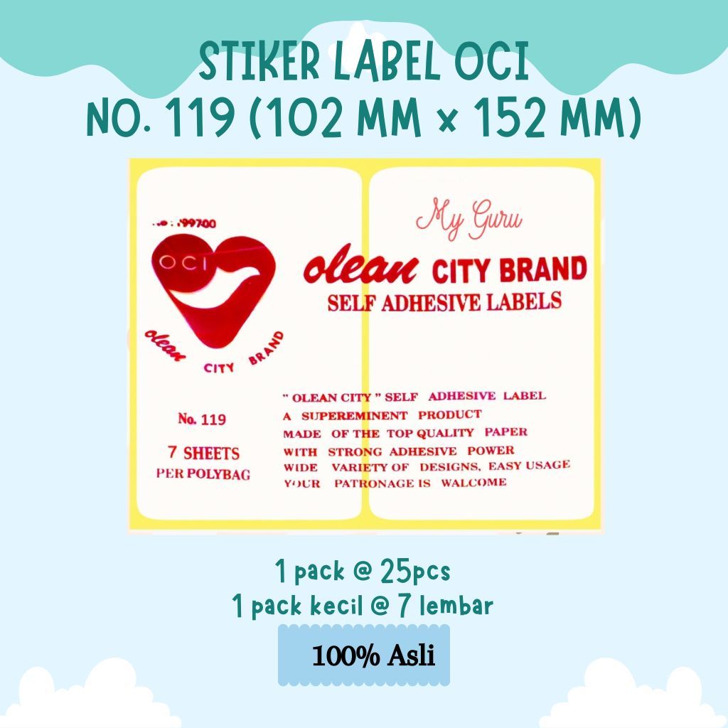 Jual [PAK KECIL] OCI STIKER LABEL PUTIH POLOS NO. 119 / 120 / 121 / 122 ...
