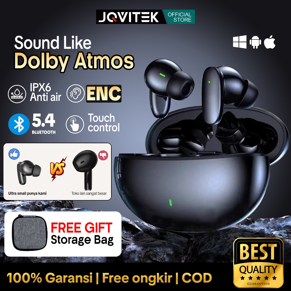 Jqvitek ENC Headset Wireless Earphone Bluetooth Gaming TWS EP51C