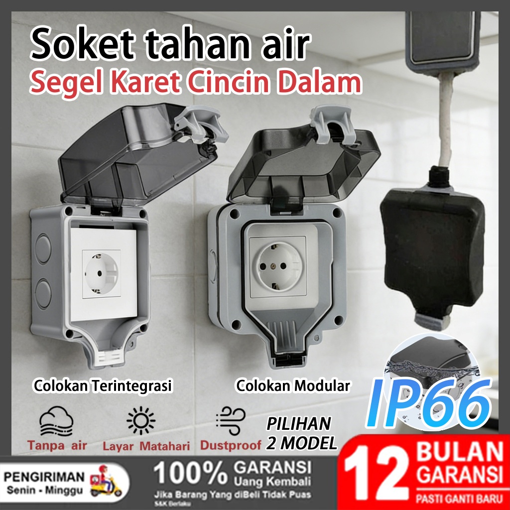 Jual Hot akaibor Stop Kontak Outdoor Waterproof 100-240V IP66 - Casing ...