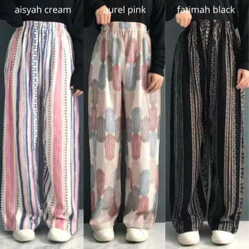Threelook Paket Hemat 3 Pcs Celana Kulot Hommy Rayon Viscose Marshanda Model Remaja Motif 2025