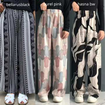 Threelook Paket Hemat 3 Pcs Celana Kulot Hommy Rayon Viscose Marshanda Model Remaja Motif 2025