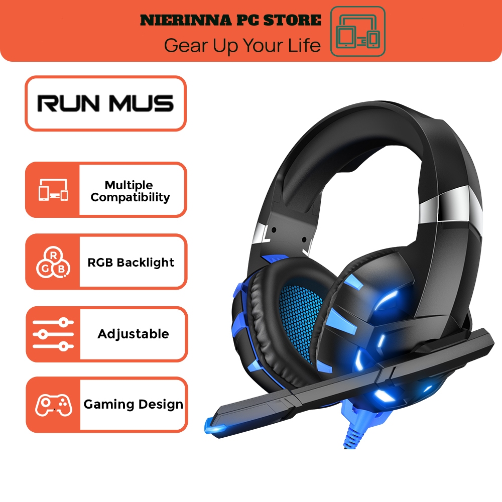 Jual RUNMUS K2 Pro Headphone Gaming Wired Over Ear with Mic with Noise ...
