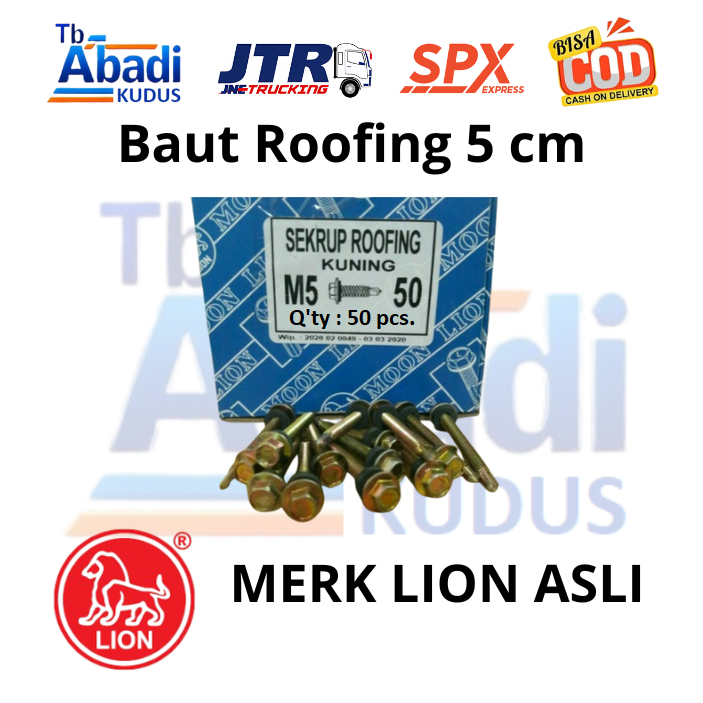 Jual 1 pack [ 50 pcs ] Sekrup Roofing Kuning 12 x 50 Moon Lion Baut ...