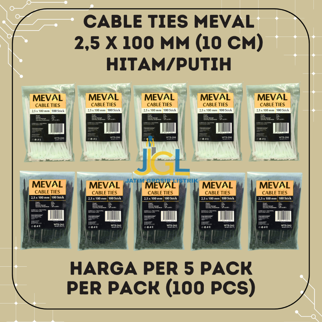 Jual 5 Bungkus Cable Ties / Tali Ties Warna HItam dan Putih 2,5 x 100 ...