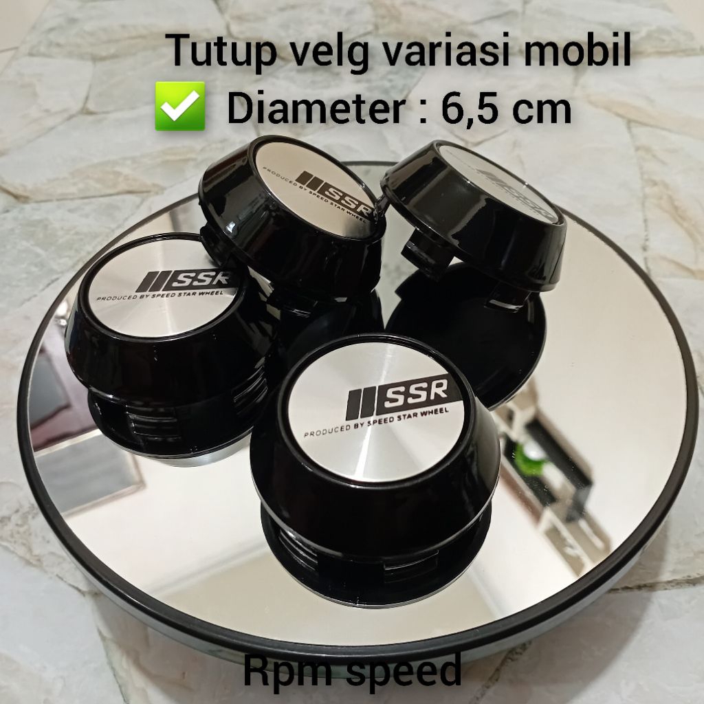 Jual DOP RODA VELG KERUCUT HITAM PLAT SSR DIAMETER 6,5 CM HARGA SATUAN ...