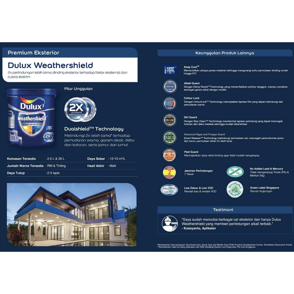 Jual CAT DULUX WEATHERSHIELD CORE DS (Tinting) 20 LT - DAY BREAK 40544M ...