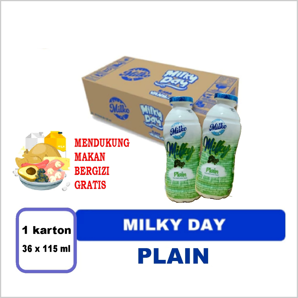 Jual SUSU MILKO MILKY DAY PLAIN 36 x 115 ml (karton) Untuk MBG | Shopee ...