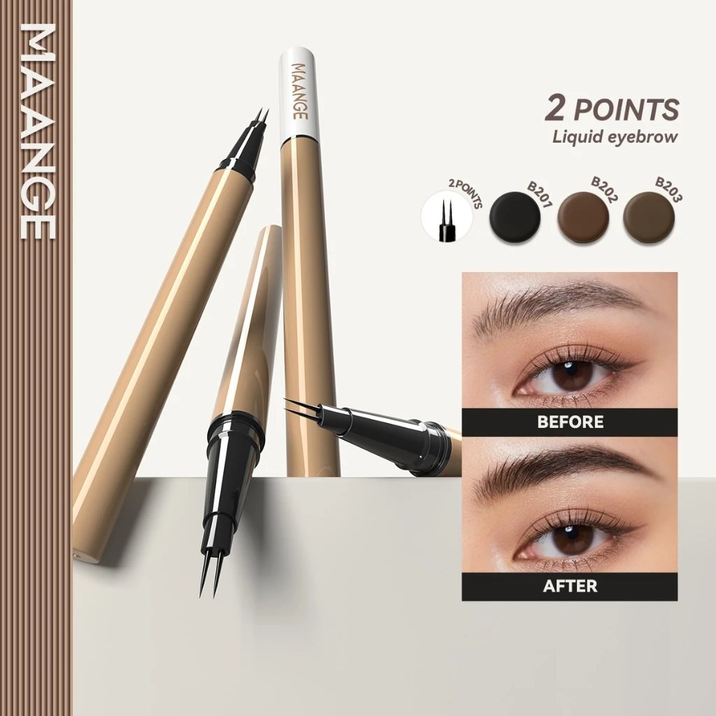 Pratinjau MAANGE Pensil Alis Cair Dual Tip Ujung Runcing Tahan Air, Warna Tahan Lama & Hasil Alami MG-E02