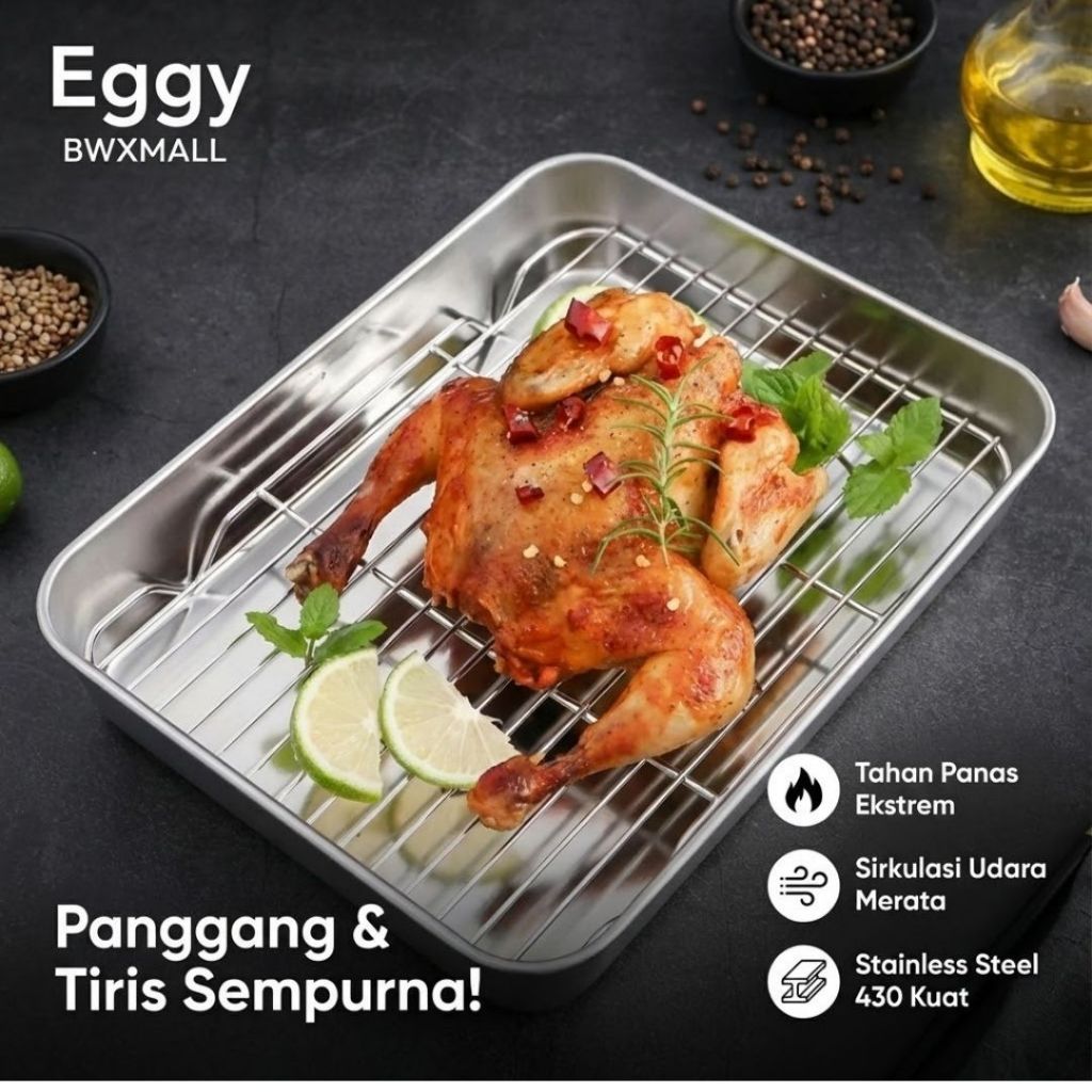 Jual Nampan Panggang Stainless 430 Tebal Eggy Tray Oven Anti Lengkung ...