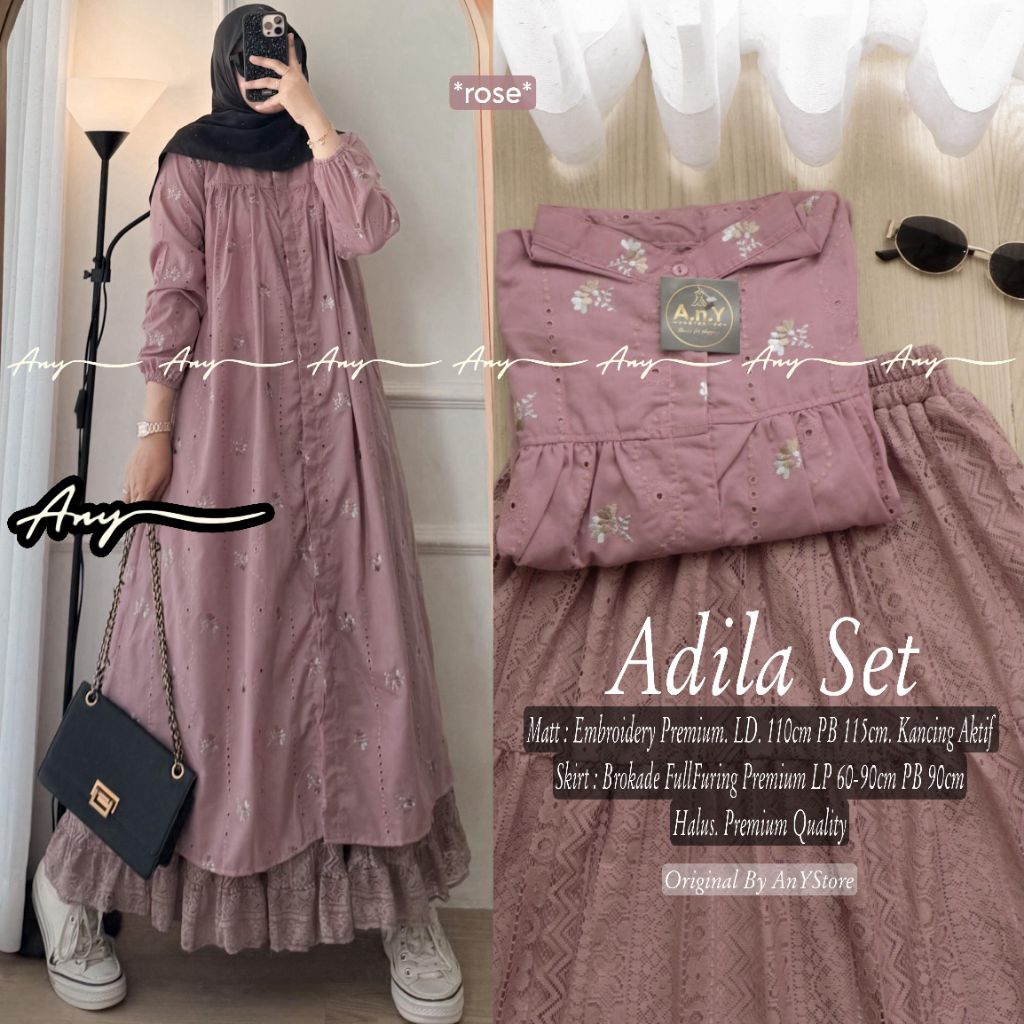 Jual ADILA SETELAN WANITA TERBARU LEBARAN 2026 • SET KATBOL MIX ROK ...