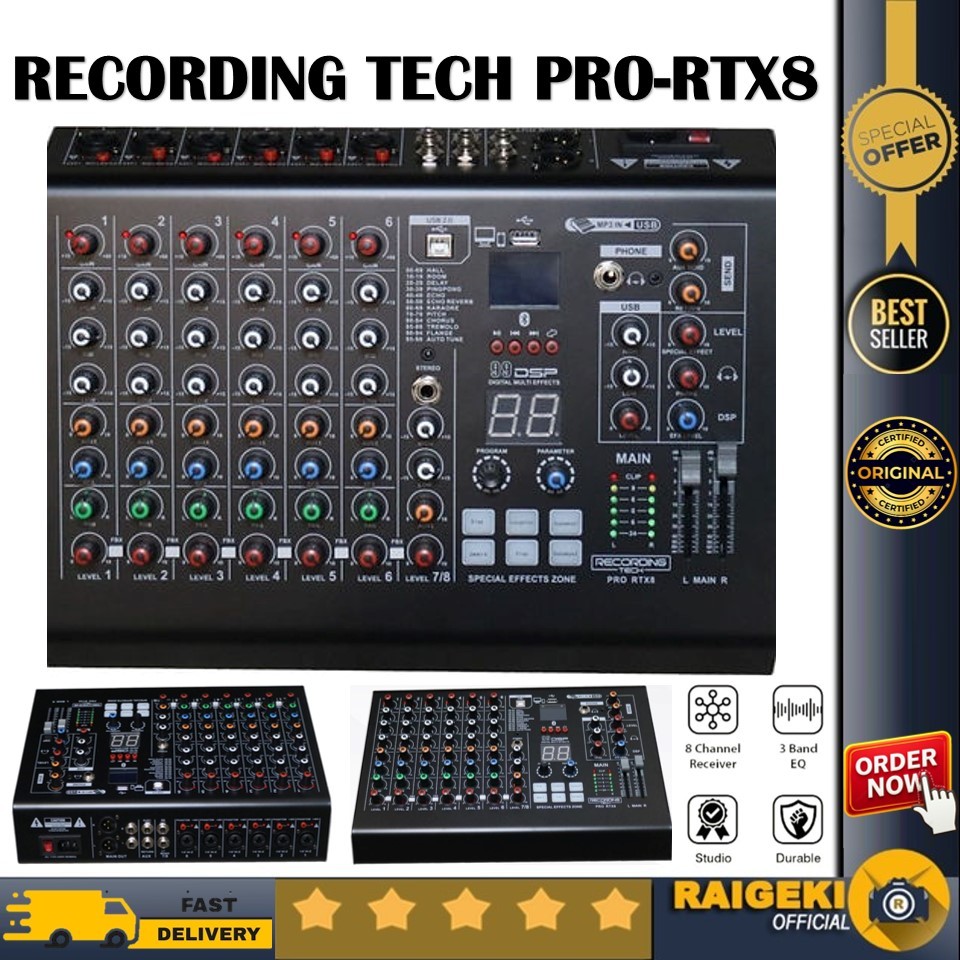 Jual RECORDING TECH PRO-RTX8 8 Channel Professional Audio Mixer ...