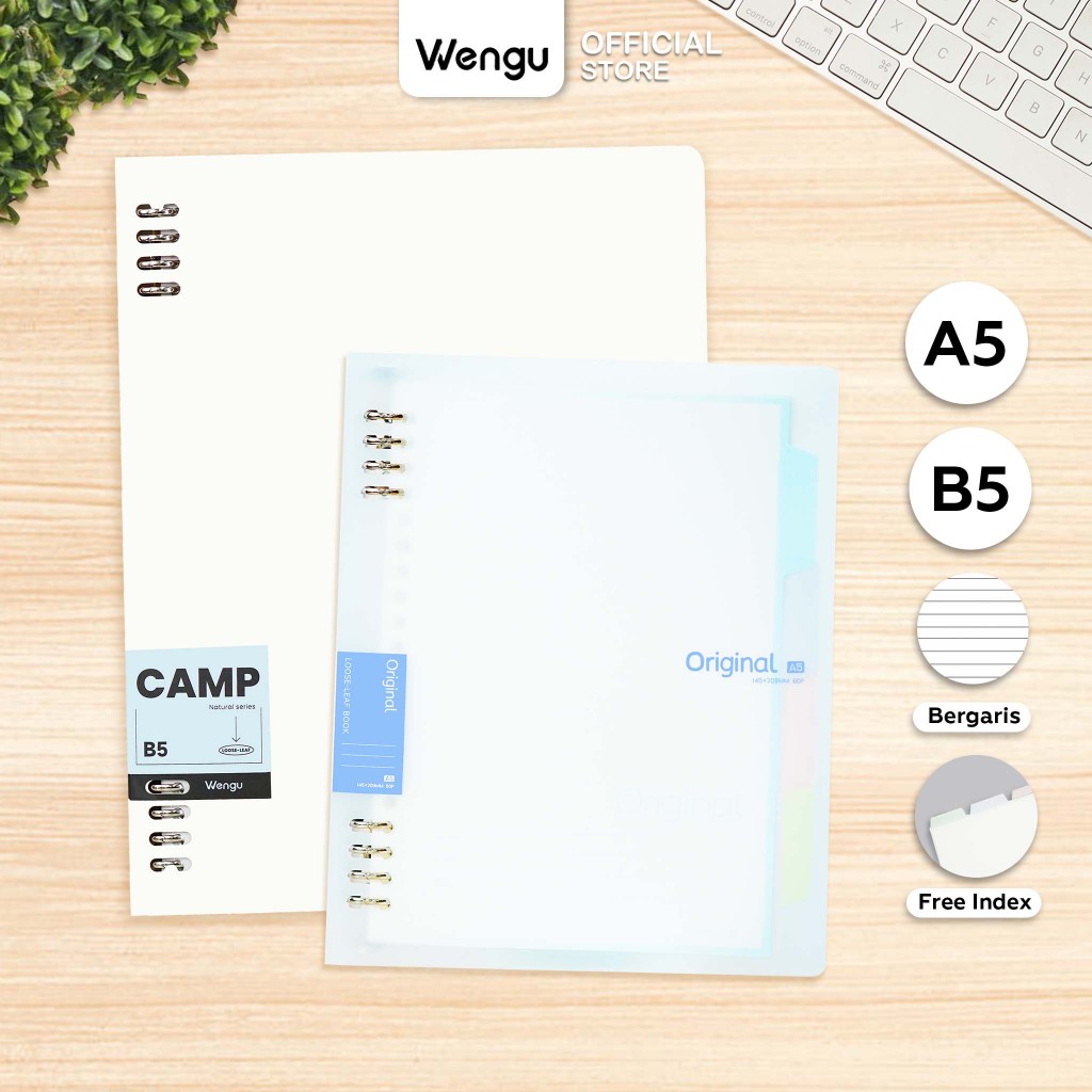 Jual [BARU] Wengu Binder A5 B5 Ring Besi Transparan Isi Kertas 60 ...