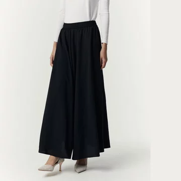 Sahara By Aska Label Celana Kulot Wanita Lebar Pinggang Karet Warna Hitam Offwhite Navy Grey