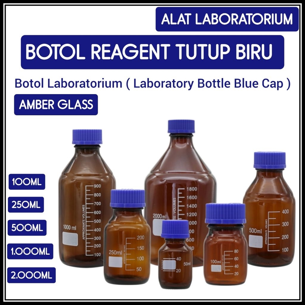 Jual AMBER GLASS LABORATORY BOTTLE 100ML, 250ML, 500ML, 1LITER, 2LITER ...