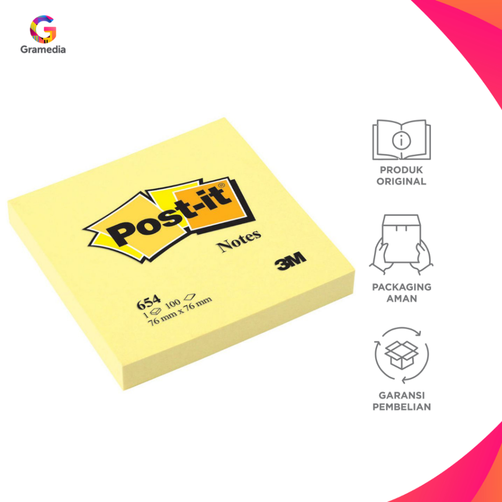 Jual Gramedia Tunjungan : Sticky Note 3M POST-IT NOTE 654 Post It ...