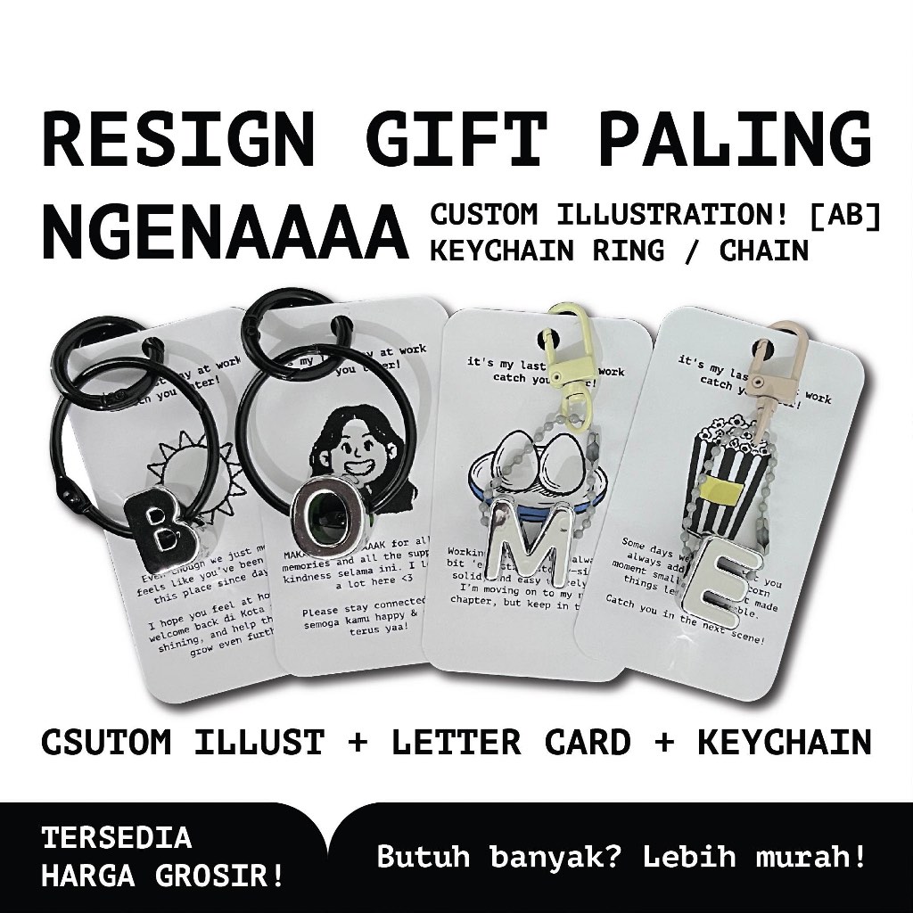 Jual Custom Illustration + Keychain Resign | Gift Farewell | Souvenir ...