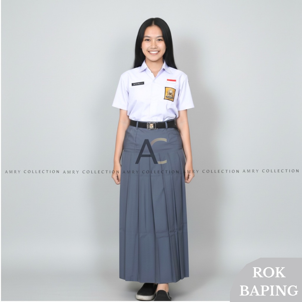 Jual Rok Sekolah Panjang Rempel pinggang Bawah SMP SMA Twist Rok ...