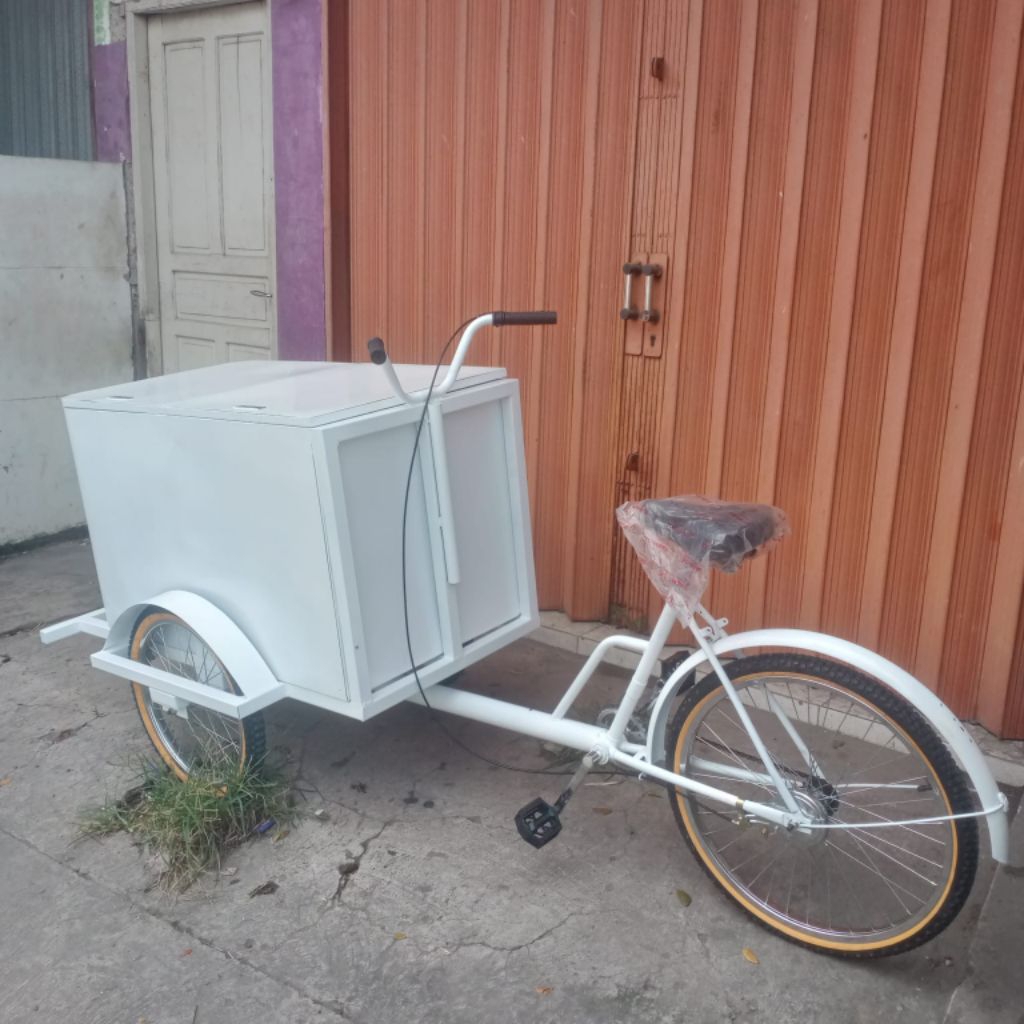 Jual Sepeda dan Gerobox ice es Kopi ukuran box 100x60x60 cm gerobak es ...