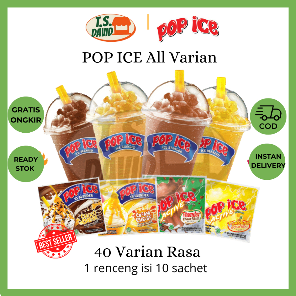 Jual POP ICE all varian 1 Renceng 10 Sachet 40 Varian Rasa Terlengkap ...
