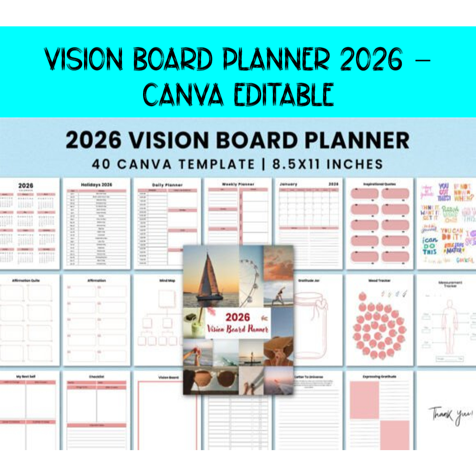 Jual Vision Board Planner 2026 – Canva Editable | Shopee Indonesia