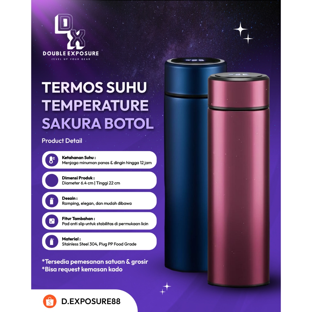 Jual TERMOS LIFE SUHU TEMPERATURE SAKURA BOTOL MINUM TUMBLER STAINLESS ...