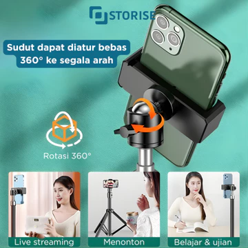 STORISE Tripod 2M Ball Head Holder L Remote Bluetooth Stand Tripod Untuk Konten Live Make Up