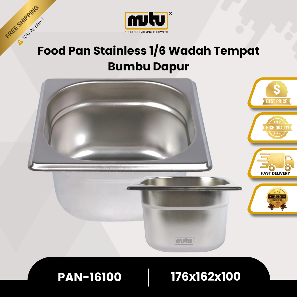 Jual MUTU Food Pan Stainless 1/6 Kedalaman 10 cm Wadah Tempat Makanan ...