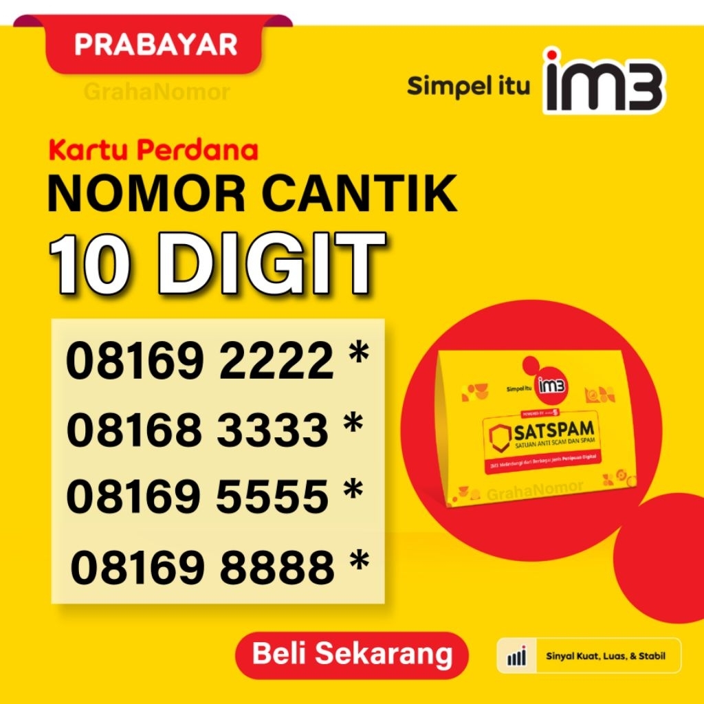 Jual Kartu Perdana Nomor Cantik Indosat IM3 10 Digit Triple 777 888 999 ...