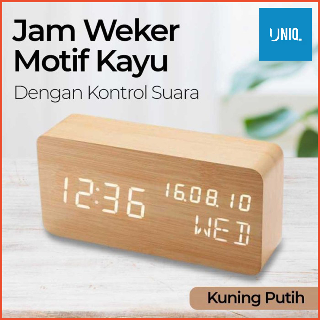 Jual UNIQIN JAM WECKER JAM MEJA DIGITAL KAYU SMART ALARM LED CLOCK ...