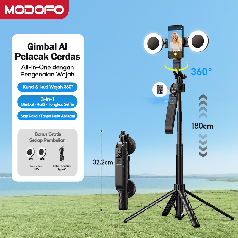 Jual MODOFO Tongsis Tripod 1.8M Bluetooth Al Face Tracking Smart Gimbal ...