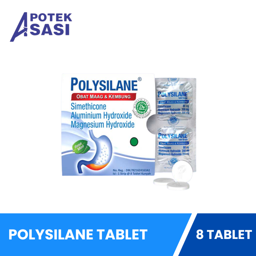 Jual Polysilane Isi 8 Tablet - Mengatasi Perut Kembung dan Maag ...