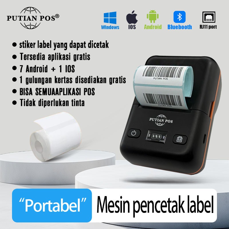 Jual PUTIAN POS Mini Printer 58L-01 58MM Bluetooth Thermal Printer ...
