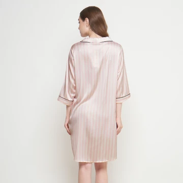 Diane Sally Piyama Wanita Dress Pendek Satin Silk Pink Baju Tidur Sleepwear Korean Style