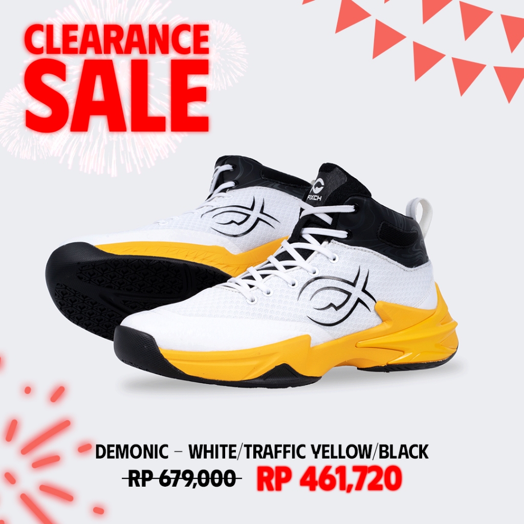 Jual [STOCK SAMPLE] FIXCH - Demonic Sepatu Voli Mid Cut - White/Traffic ...