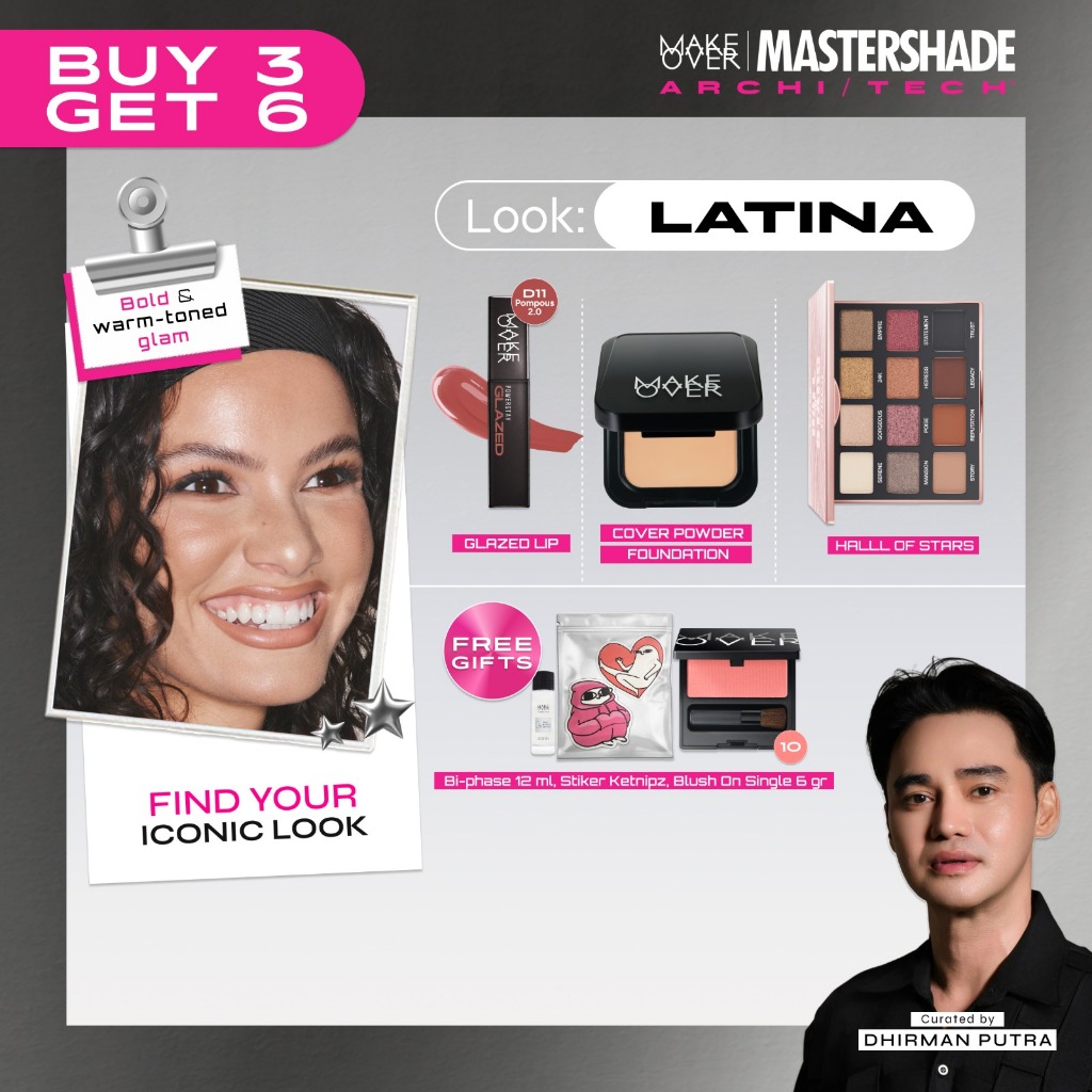 Jual [SPECIAL MASTERSHADE | BUY 3 GET 6] MAKE OVER Latina Makeup Look ...